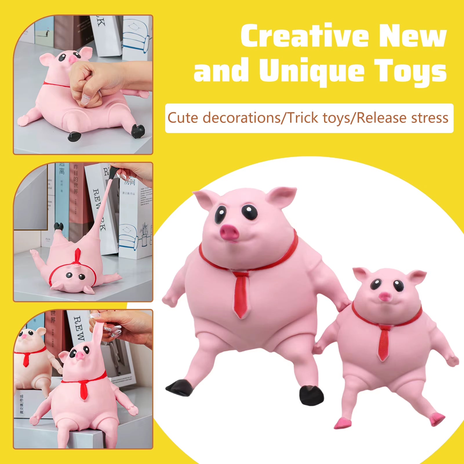 Anti Stress Pink Pig Squeeze Toy Cute Cartoon Animal Piggy Stress Relief Vent Ball for Kids Adults Decompression Toy Child Gifts