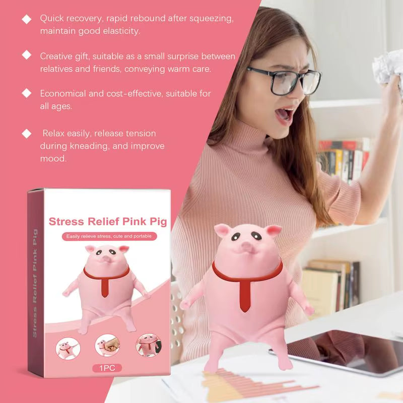 Creative Pink Pig Stress Relief Toy Cute Squeeze Animal Little Pig Doll Pinch Fidget Toy Cartoon Animal Stress Relief Vent Ball